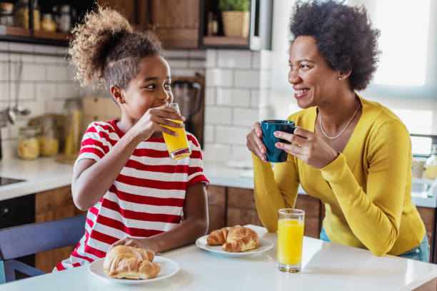 istock Mother and daughter having breakfast in the kitchen 1364286655