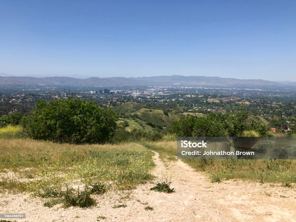 path Path on top of Hill Agricultural Field Stock Photo