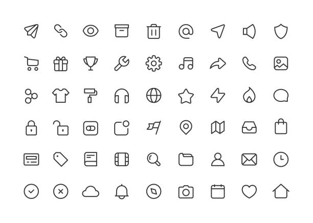 Collection Of Web User Interface Line Icons Editable Stroke Collection of web user interface line vector icons. Editable stroke. eye icons editable stock illustrations