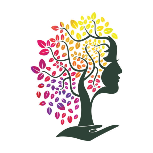 ilustraciones, imágenes clip art, dibujos animados e iconos de stock de diseño de plantilla vectorial woman tree in hand. - white background beauty and health flower human hand