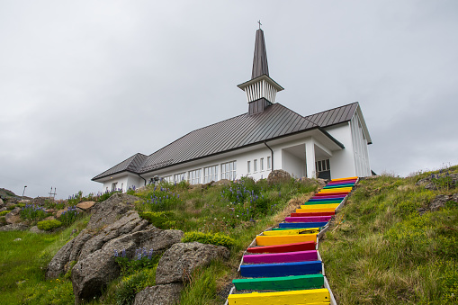 Church of Village of Holmavik in Strandir in the Icelandic countryside
