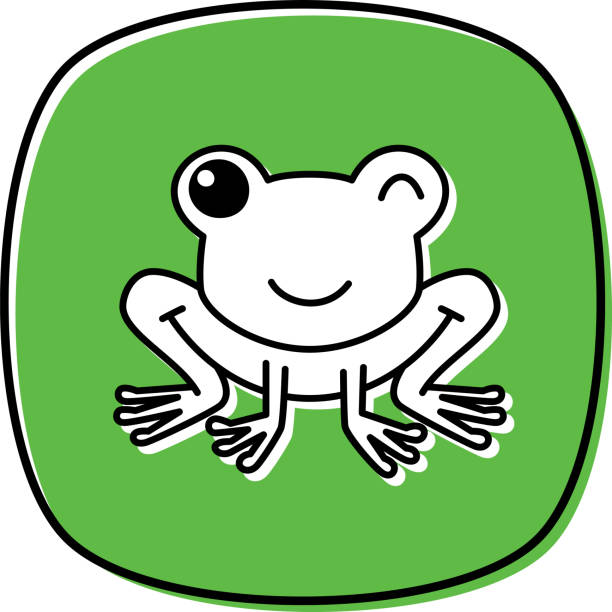 słodki żabi doodle 2 - green treefrog frog common frog tree frog stock illustrations