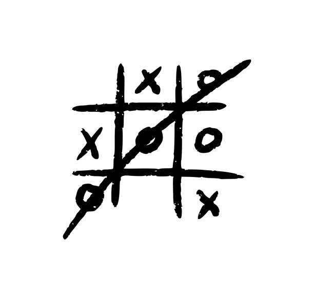 ręcznie rysowana gra w kółko i krzyżyk. x-o gra dla dzieci. wygraj w tictactoe. ilustracja wektorowa w stylu doodle na białym tle - naughts stock illustrations