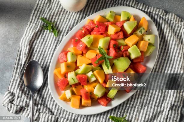 Healthy Homemade Melon Salad Stock Photo - Download Image Now - Honeydew Melon, Cantaloupe, Watermelon