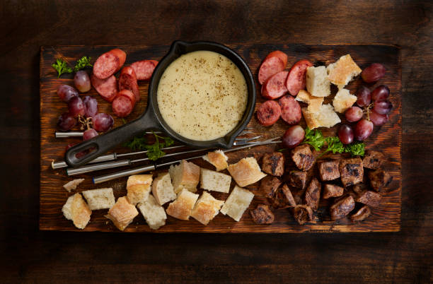 Cheese Fondue Platter with Grilled Steak Bites