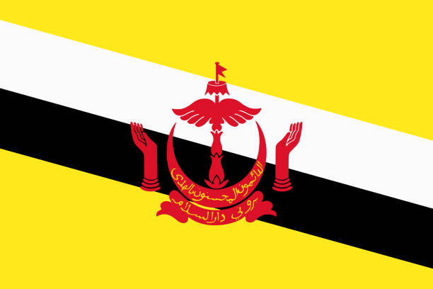 ブルネイの旗の背景イラスト赤黄緑の紋章 - brunei flag点のイラスト素材／クリップアート素材／マンガ素材／アイコン素材