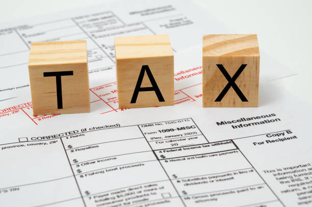 Tax Form 1099-MISC on a white background. stock photo
