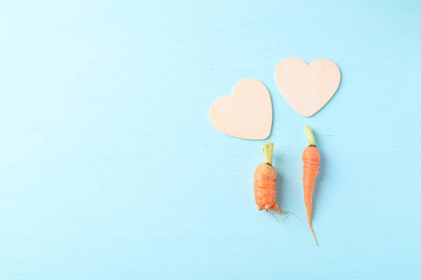Couple organic carrot with heart shape, love concept, Valentine day
