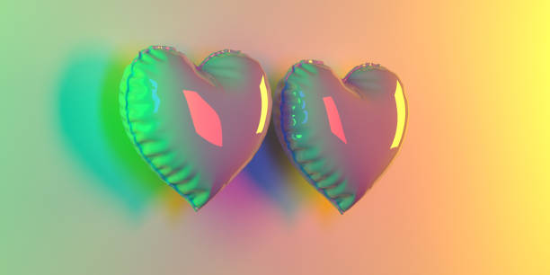 istock Light reflecting realistic 3D heart shaped helium balloon background 1364320703