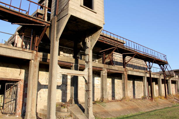 Nine Gun Battery, partial view, command post, abandoned coastal artillery installations of the Fort Hancock, Sandy Hook, NJ stock photo
