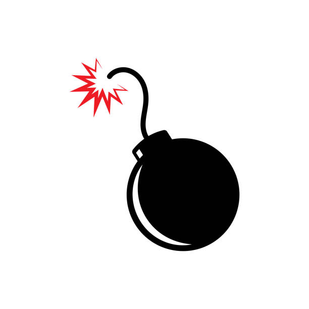 ilustrações, clipart, desenhos animados e ícones de vetor de modelo de ícone de bomba redonda isolado - bomba