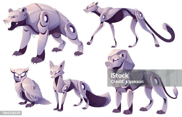 Mechanical Animals Bear Fox Owl Lion Robots Stock Illustration - Download  Image Now - Fox, Robot, Futuristic - iStock
