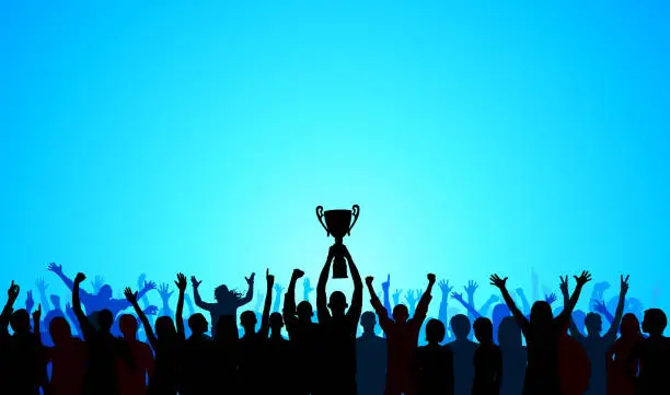 Vector illustration of Trophy Crowd (People Are Complete- a Clipping Path Hides the Legs)