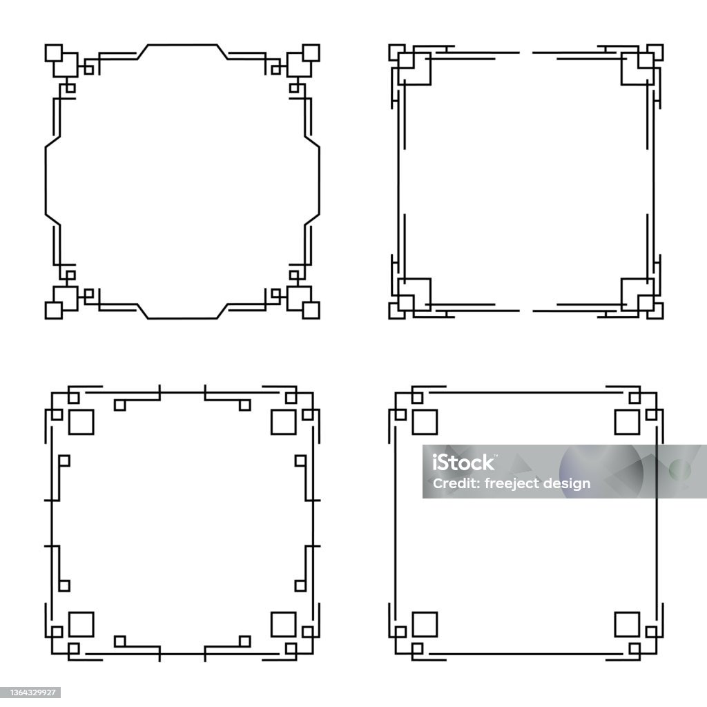 Square Frame Basic Set Of Simple Square Frame With Some Ornament As The Border Stock ...