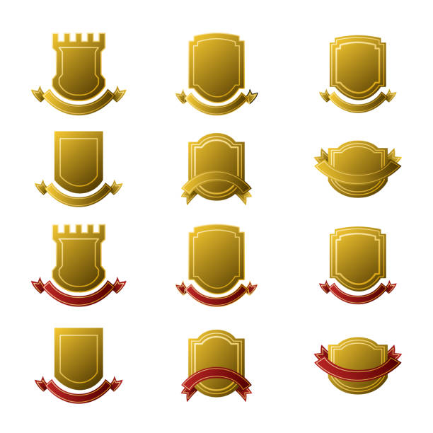 istock Gold and Red Royal Vintage Style Banner Set. 1364330577