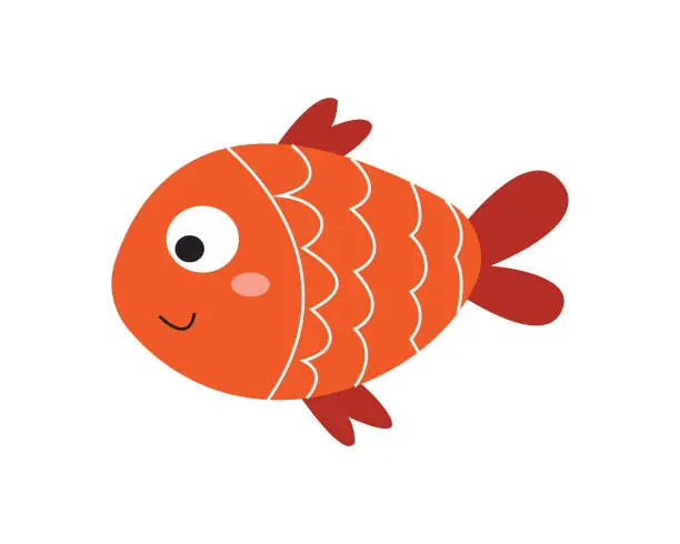 Vector illustration of cute fish illustration in orange.