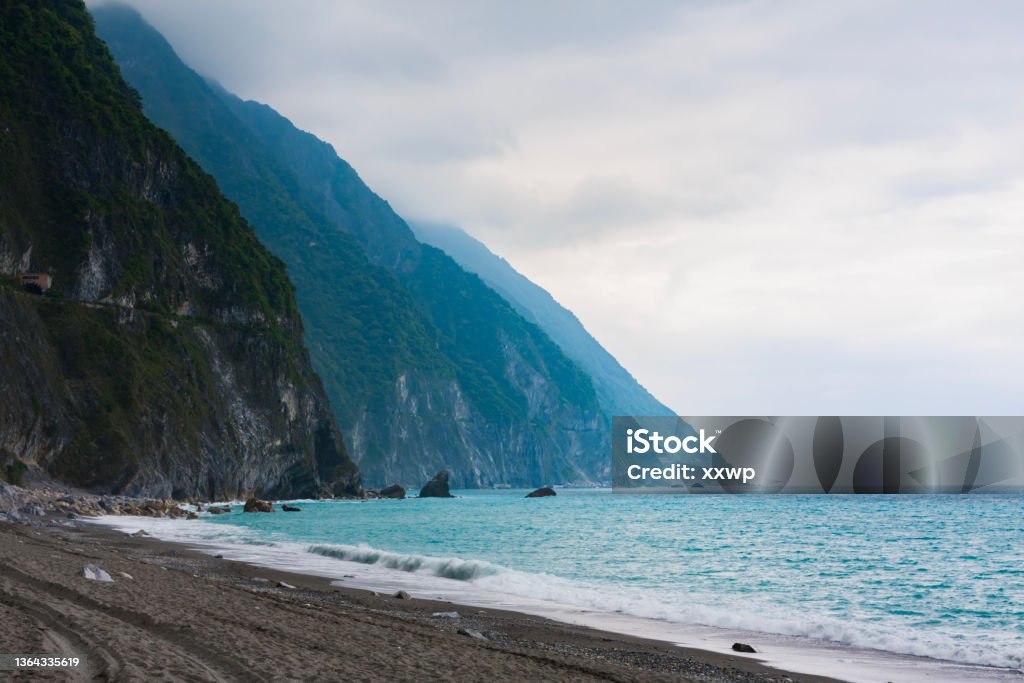 Where the Sea meets the Mountains, Beautiful Cliff in Hualien, Taiwan Hualien County Stock Photo