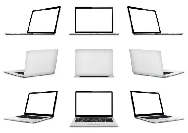 Vector illustration of Laptop various side mock up