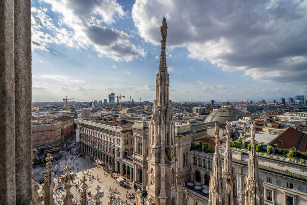 istock Milan, Italy. Panoramic view from Duomo Cathedral terraces, terrazze del Duomo. 1364340779