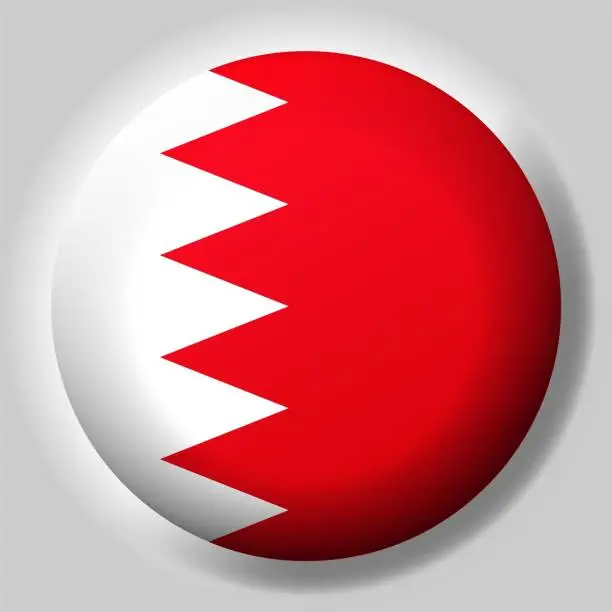 Vector illustration of Flag of Bahrain button