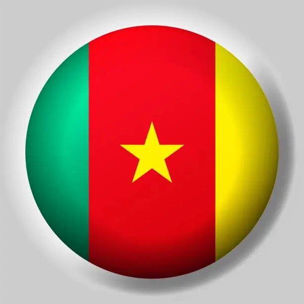 Vector illustration of Flag of Cameroon button