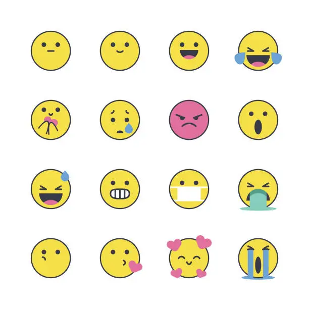 Vector illustration of Emoticons minimal style collection