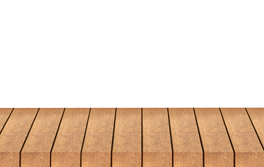 A picture of wooden table isolated on white background