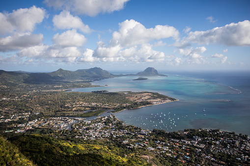 View of Le Morne Brabant mountain from La Gaulette, Mauritius