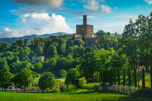 Poppi medieval village and castle view. Casentino, Arezzo province, Tuscany region, Italy, Europe.
