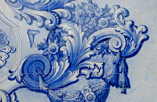 Lamego, Portugal: Detail of the stairs decorated with tiles (azulejos) up to the church \