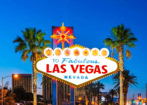 las vegas,nevada,usa. 5-17-17: las vegas sign at night.