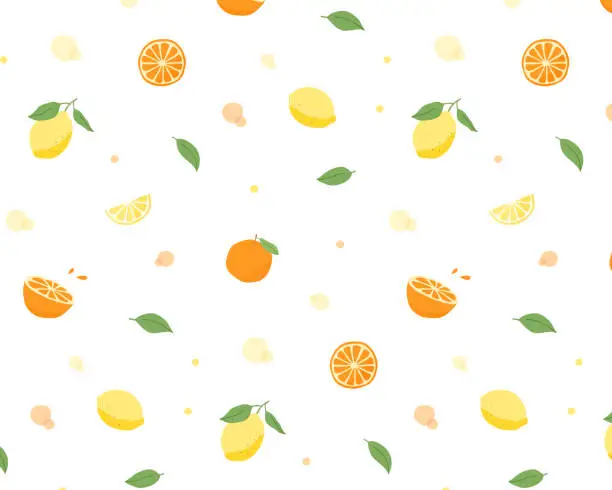 Vector illustration of A seamless pattern of oranges and lemons.