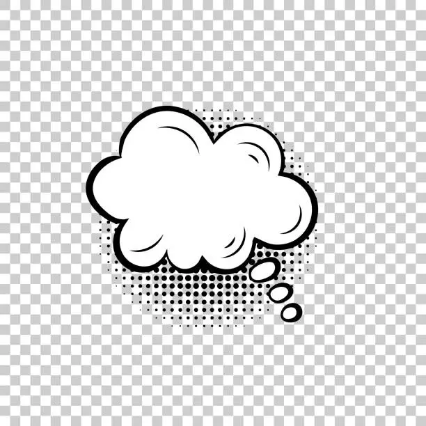Vector illustration of Vector Cloud Shaped Bubble isolated on Light Transparent Background, Halftone Illustration, Blank Frame Template.