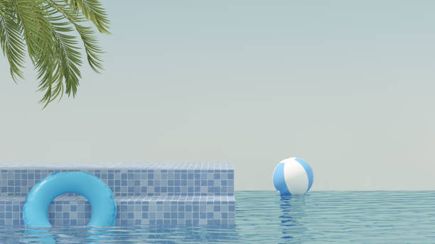 istock Podium on sea, product display, platform, exhibition stage, summer cosmetics 1364365531