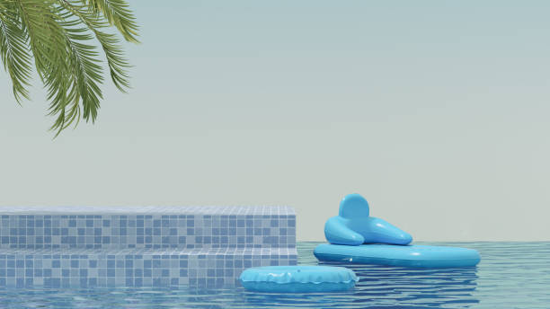 istock Podium on sea, product display, platform, exhibition stage, summer cosmetics 1364365682