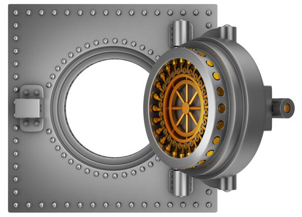 istock Open steel bank safe 1364369817