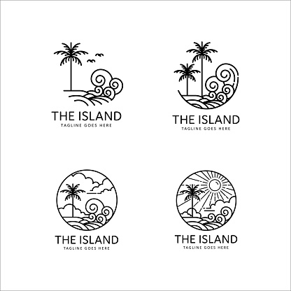 tropical island design collection monoline style design