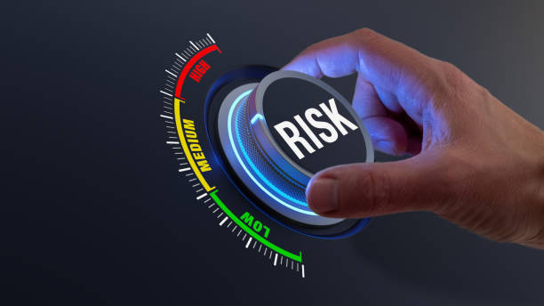 управление рисками и смягчение их последствий для снижения рисков для финансовых инвестиций, проектов, инжиниринга, бизнеса. концепция с р� - dial стоковые фото и изображения
