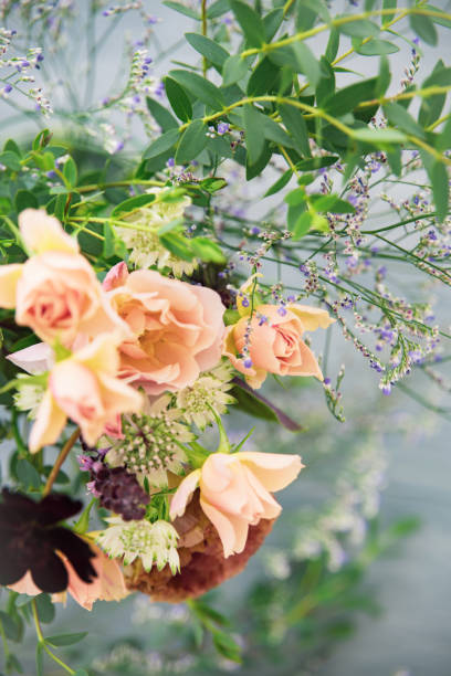 istock Autumn bouquet : Flower arrangement using roses, statice and astrantia 1364371080