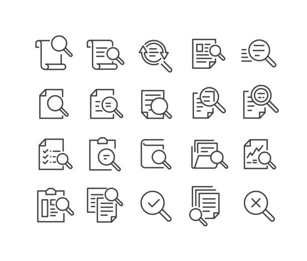 Documents and Analysis Icons - Classic Line Series Editable Stroke - Documents and Analysis - Line Icons details icon stock illustrations