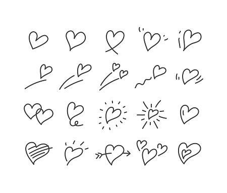 Editable Stroke - Hand Drawing Heart - Line Icons