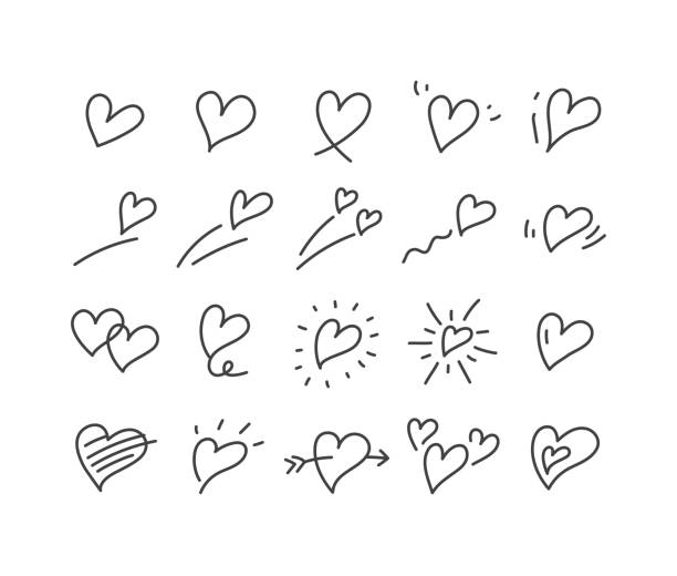 Hand Drawing Heart Icons - Classic Line Series vector art illustration