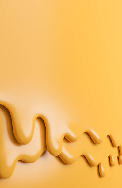 istock Cheese creamy liquid drips.,cheese melt on yellow background.,3d model and illustration. 1364372499