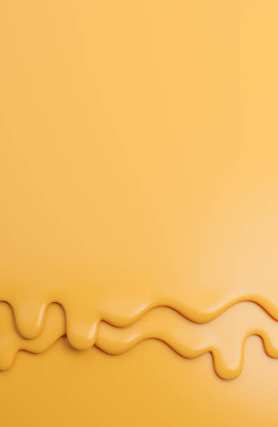 istock Cheese creamy liquid drips.,cheese melt on yellow background.,3d model and illustration. 1364372506