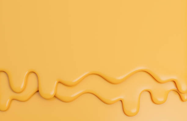 istock Cheese creamy liquid drips.,cheese melt on yellow background.,3d model and illustration. 1364372534