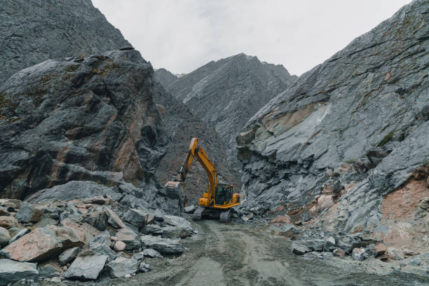 Excavation of road during landslide in Northern Pakistan
