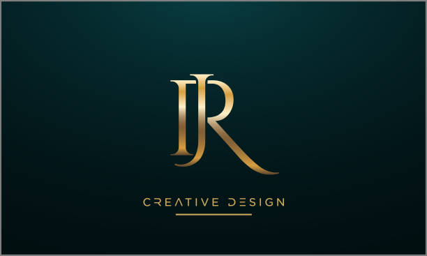 rj, jr alfabet litery abstrakcja ikona luksusowego logo wektorowy monogram - capital letter luxury blue image stock illustrations