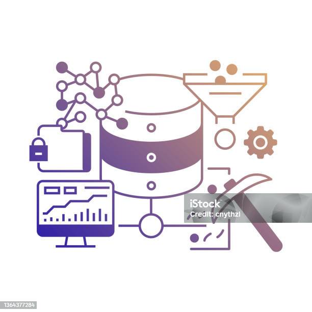 Computer Data Science Vector Art Vector Set Of Illustration Data Science Concept Line Art Style ...