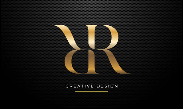rr, r alfabet litery abstrakcyjne ikona luksusowego logo wektorowy monogram - capital letter luxury blue image stock illustrations