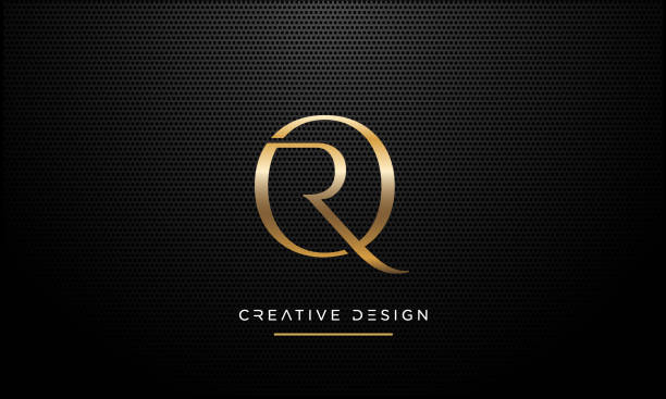rq, qr alfabet litery abstrakcja ikona luksusowego logo wektorowy monogram - capital letter luxury blue image stock illustrations